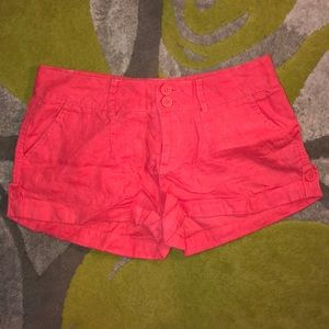100% Linen coral colored shorts Size Small